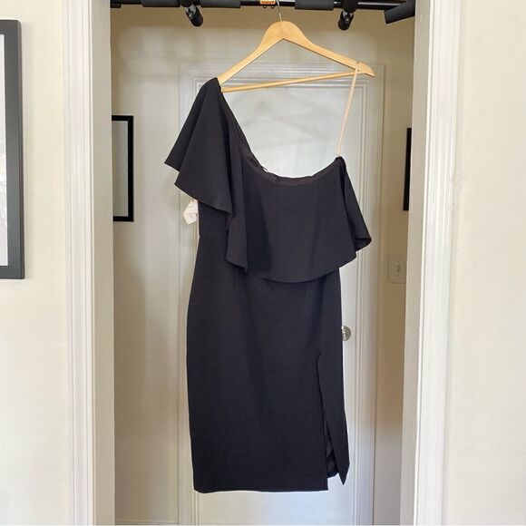 Fame AND Partners One Shoulder Ruffle Mini Dress Size 12 NWT - Picture 3 of 9